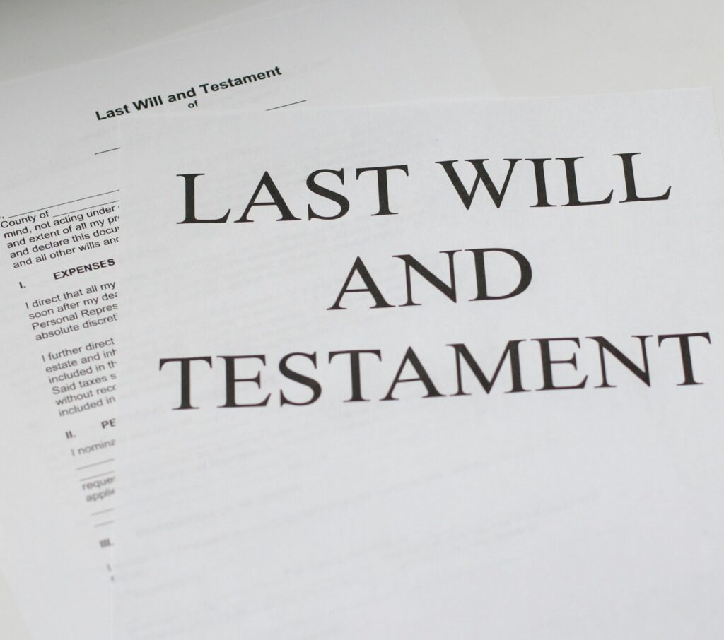 A last will and testament laid out.